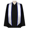 White/Royal Blue Plain Graduation Stole with Trim Color & Angled End by Wholesale Grad Supply