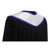 White/Royal Blue Plain Graduation Stole with Trim Color & Angled End by Wholesale Grad Supply