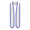 White/Royal Blue Plain Graduation Stole with Trim Color & Classic End by Wholesale Grad Supply