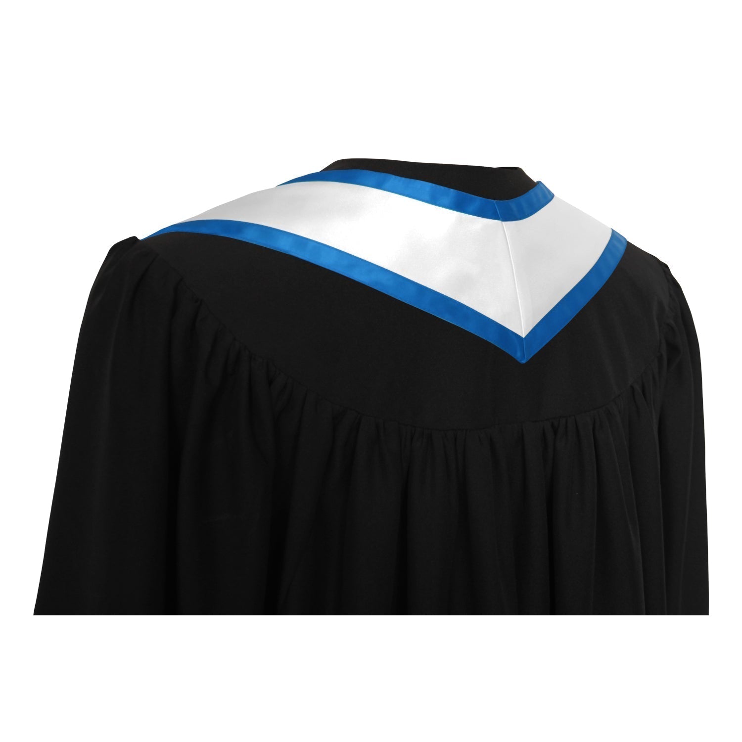 White/Royal Blue Plain Graduation Stole with Trim Color & Classic End by Wholesale Grad Supply