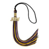 Black/Purple/Gold Mixed Color Graduation Tassel with Gold Bling Charm by Wholesale Grad Supply