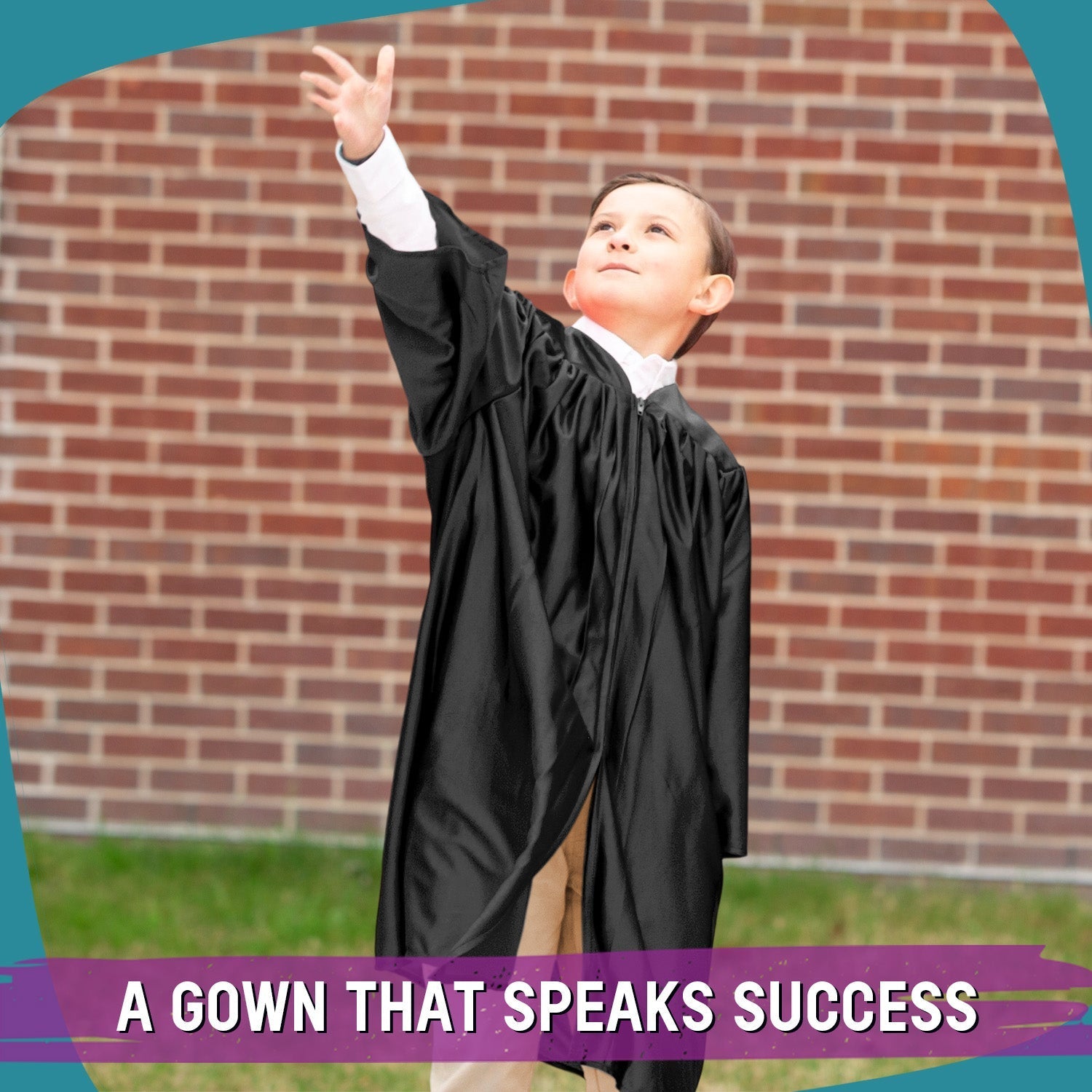 Shiny Black Graduation Gown for Preschool - Wholesale Grad Supply