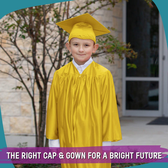 Shiny Gold Graduation Cap and Gown for Pre - school - Wholesale Grad Supply