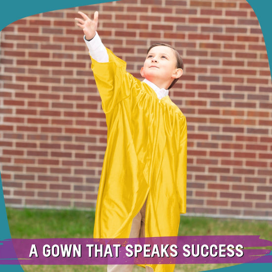 Shiny Gold Graduation Gown for Preschool - Wholesale Grad Supply