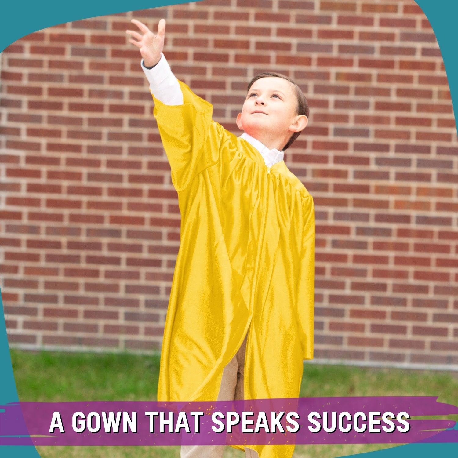 Shiny Gold Graduation Gown for Preschool - Wholesale Grad Supply