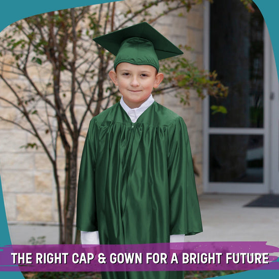 Shiny Hunter Green Graduation Cap and Gown for Pre - school - Wholesale Grad Supply