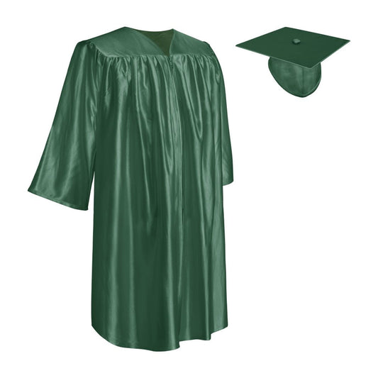 Shiny Hunter Green Graduation Cap and Gown for Pre - school - Wholesale Grad Supply