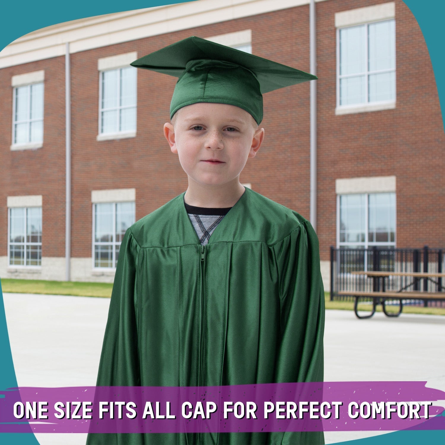 Shiny Hunter Green Graduation Cap and Gown for Pre - school - Wholesale Grad Supply