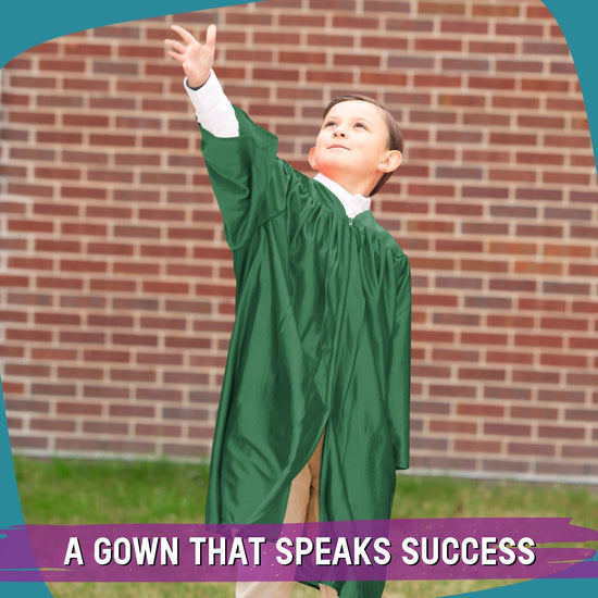 Shiny Hunter Green Graduation Gown for Preschool - Wholesale Grad Supply