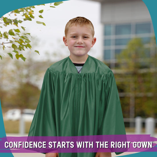 Shiny Hunter Green Graduation Gown for Preschool - Wholesale Grad Supply