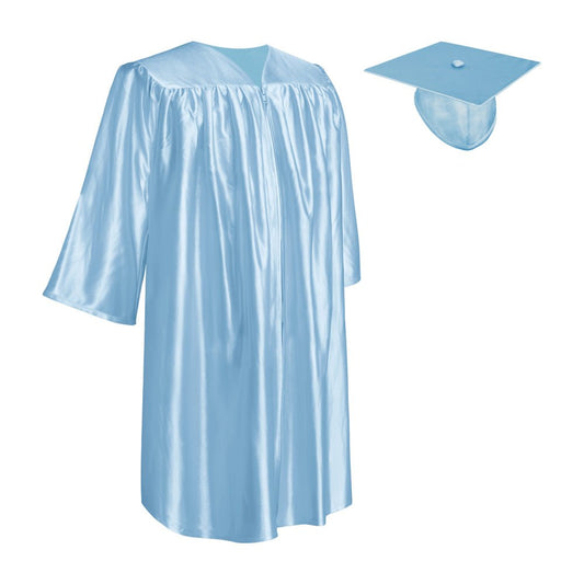 Shiny Light Blue Graduation Cap and Gown for Pre - school - Wholesale Grad Supply