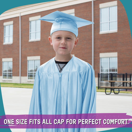 Shiny Light Blue Graduation Cap and Gown for Pre - school - Wholesale Grad Supply