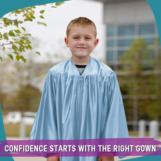 Shiny Light Blue Graduation Gown for Preschool - Wholesale Grad Supply