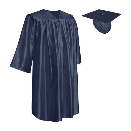 Shiny Navy Blue Graduation Cap and Gown for Pre - school - Wholesale Grad Supply