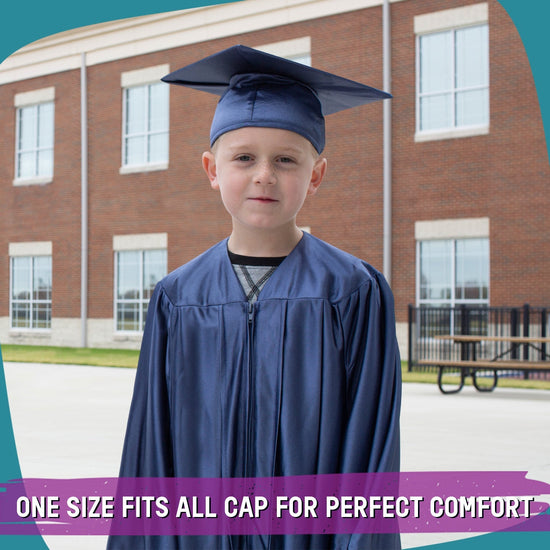 Shiny Navy Blue Graduation Cap and Gown for Pre - school - Wholesale Grad Supply