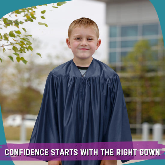 Shiny Navy Blue Graduation Gown for Preschool - Wholesale Grad Supply