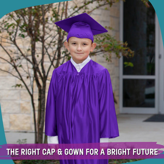 Shiny Purple Graduation Cap and Gown for Pre - school - Wholesale Grad Supply