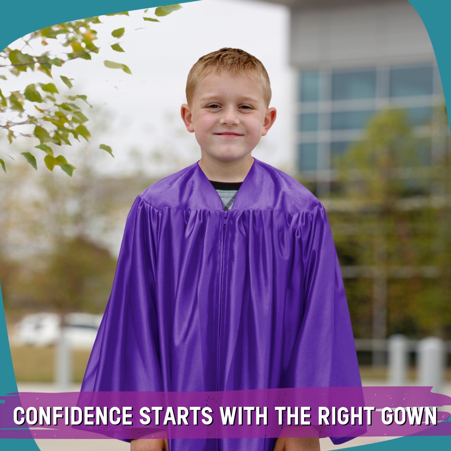 Shiny Purple Graduation Gown for Preschool - Wholesale Grad Supply