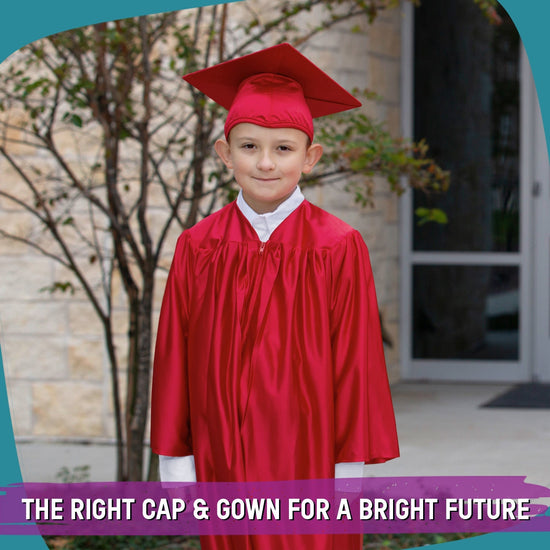 Shiny Red Graduation Cap and Gown for Pre - school - Wholesale Grad Supply