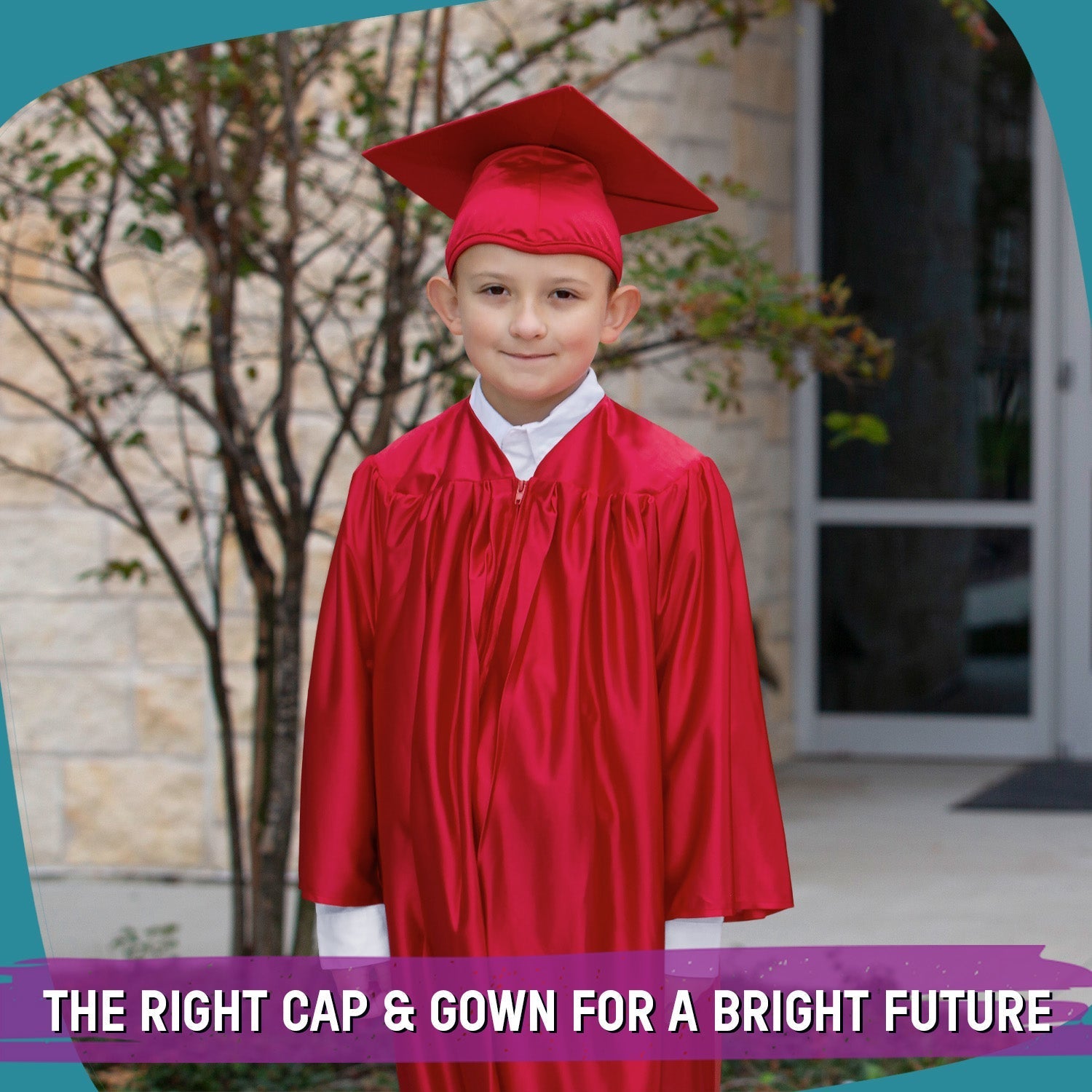 Shiny Red Graduation Cap and Gown for Pre - school - Wholesale Grad Supply