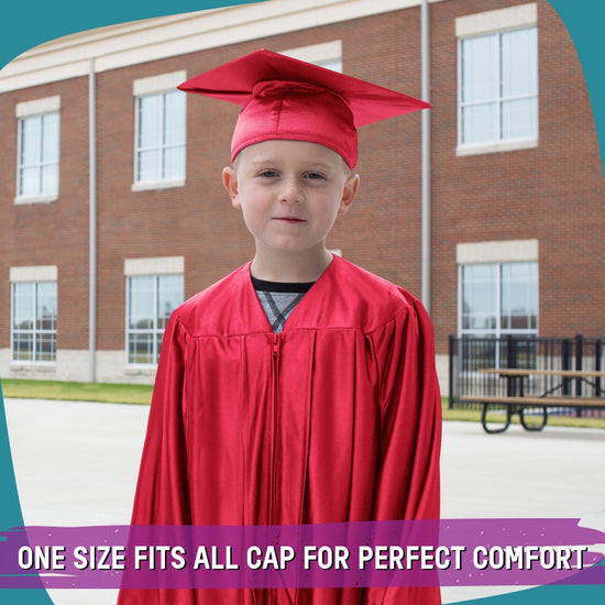 Shiny Red Graduation Cap and Gown for Pre - school - Wholesale Grad Supply