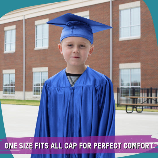 Shiny Royal Blue Graduation Cap and Gown for Pre - school - Wholesale Grad Supply