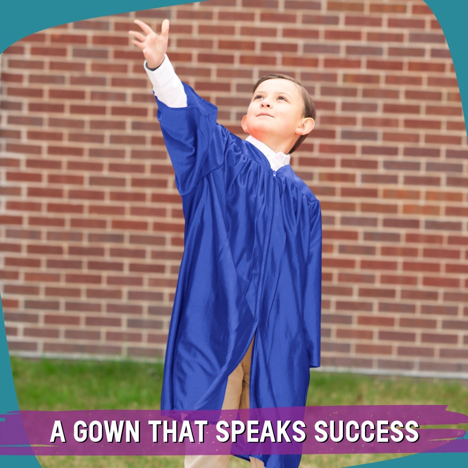 Shiny Royal Blue Graduation Gown for Preschool - Wholesale Grad Supply