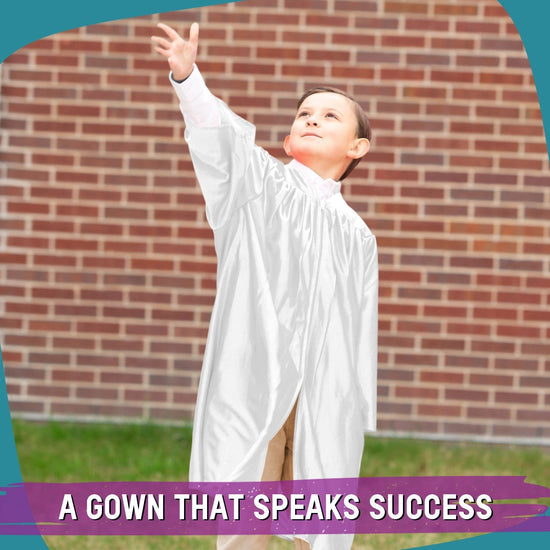Shiny White Graduation Gown for Preschool - Wholesale Grad Supply
