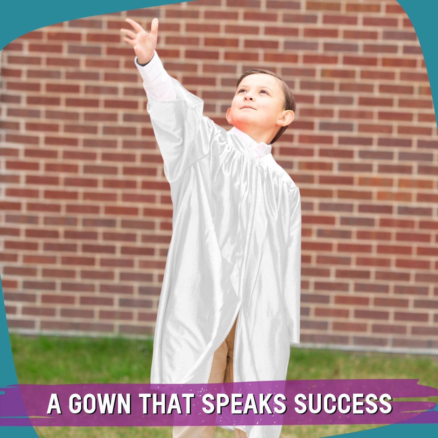 Shiny White Graduation Gown for Preschool - Wholesale Grad Supply