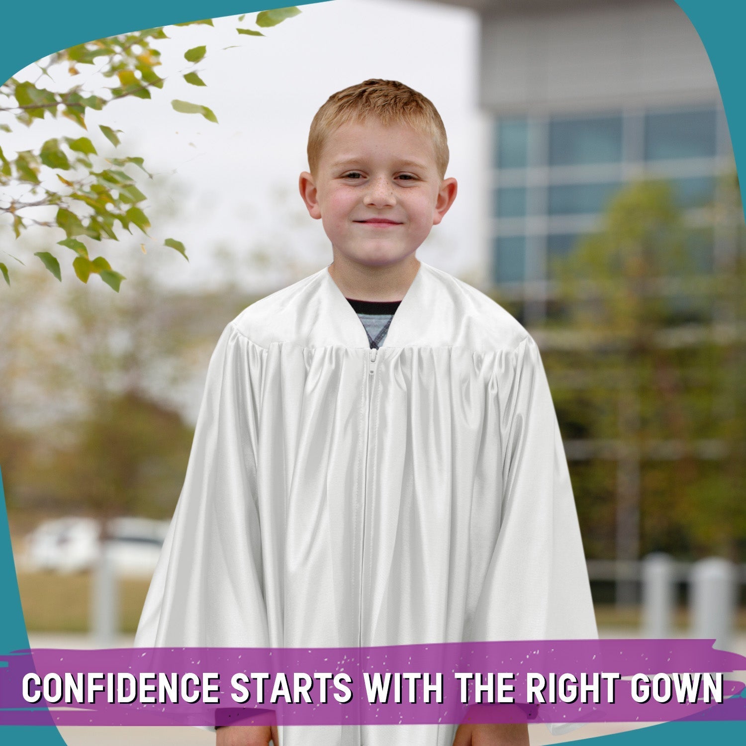 Shiny White Graduation Gown for Preschool - Wholesale Grad Supply